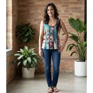 Y2K Sere Nade Velvet Floral Top Brown Size XL Sleeveless boho
